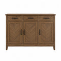 Wooden Sideboard with Chevron Pattern and Three Doors