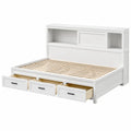 Wood Twin Platform Bed with Bookcase Headboard and 3 Drawers White