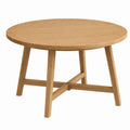 Round Solid Wood Dining Table Natural Finish 100cm Diameter