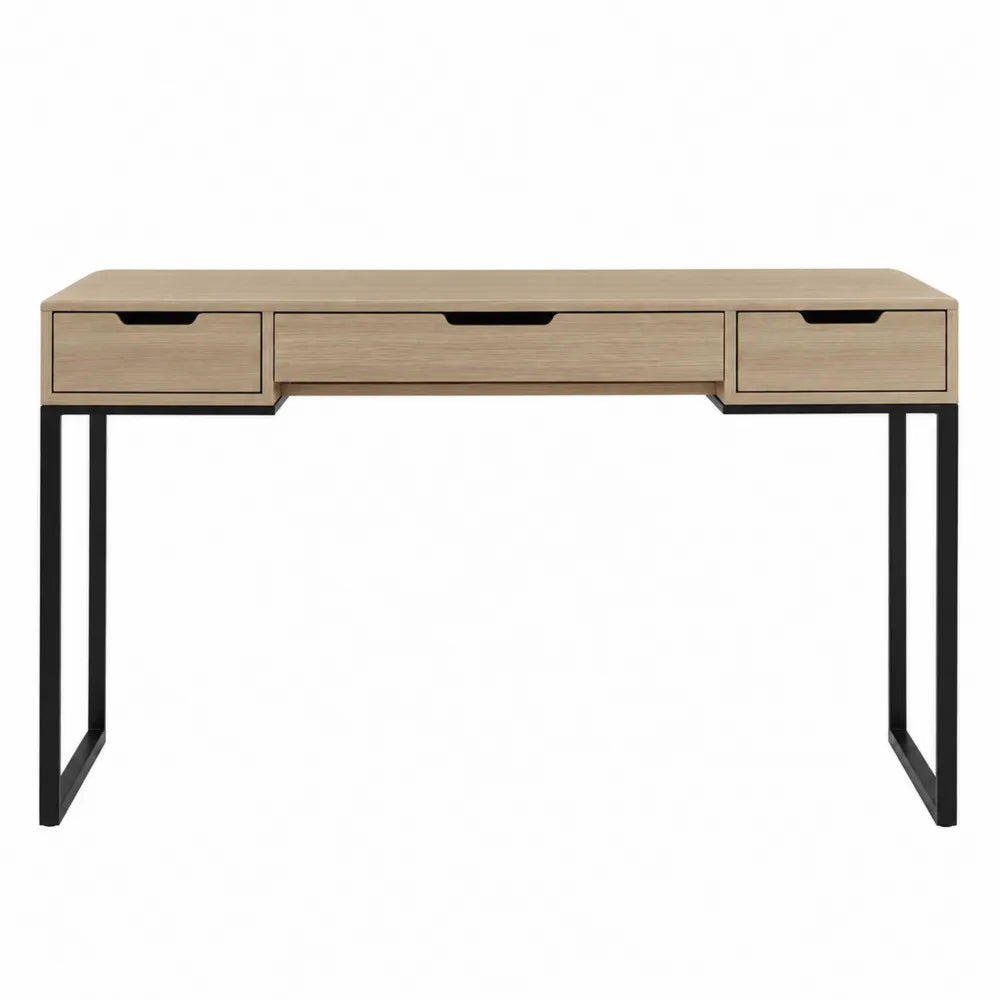 Oak Veneer Desk with Metal Legs 120x60x75 cm