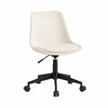 Office Chair Swivel Adjustable Height Plastic Base Polyester Fabric Seat White 81 cm