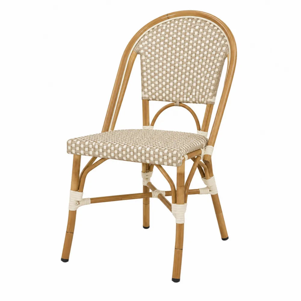 Rattan Wicker Chair with Aluminum Frame Beige 45cm x 58cm x 90cm