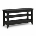 Wooden Bench with Storage Shelves Black 120cm