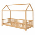 Pine Wood House Shape Bed Frame Natural 200cm x 90cm