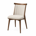 Dining Chair with Solid Wood Frame Beige Upholstery 84cm