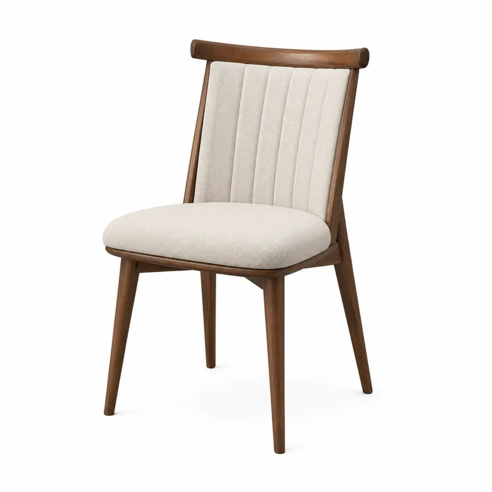 Dining Chair with Solid Wood Frame Beige Upholstery 84cm
