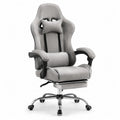 Linen Adjustable Reclining Office Chair with Footrest Grey