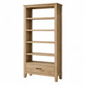 Wooden Tall Bookcase with Drawer Oak Finish 180cm