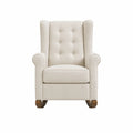 Polyester Fabric Wingback Rocking Chair with Button Tufted Backrest
