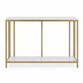 Console Table Marble Top Metal Frame White Gold 120cm x 35cm x 80cm