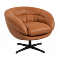 Swivel Lounge Chair PU Leather Tan with Metal Base