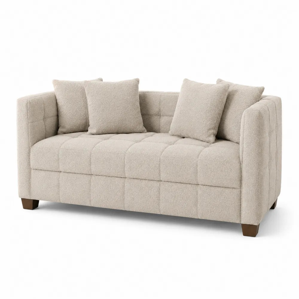 Beige Fabric Sofa with Cushions