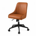 Brown PU Leather Office Chair with Adjustable Height and Wheels