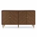 Wood Sideboard Buffet with Walnut Veneer and Brass Accents 76.5cm H x 155cm W x 40cm D