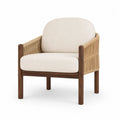 Wood and Rope Outdoor Armchair with Beige Polyester Cushions