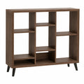 Wooden Multi-Tier Open Bookshelf with Walnut Finish and Black Legs