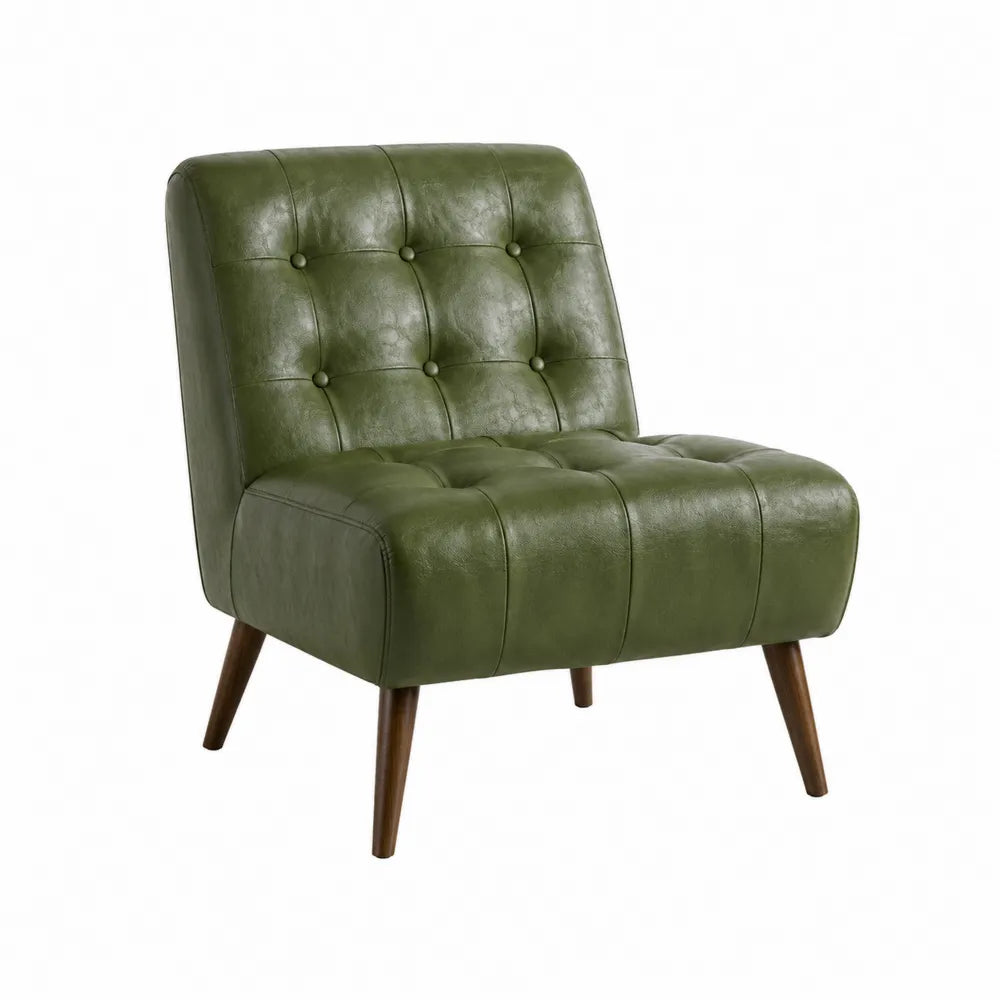 Green Faux Leather Armless Chair