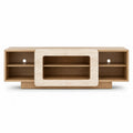 Oak TV Stand with Travertine Accents 120cm x 40cm x 50cm