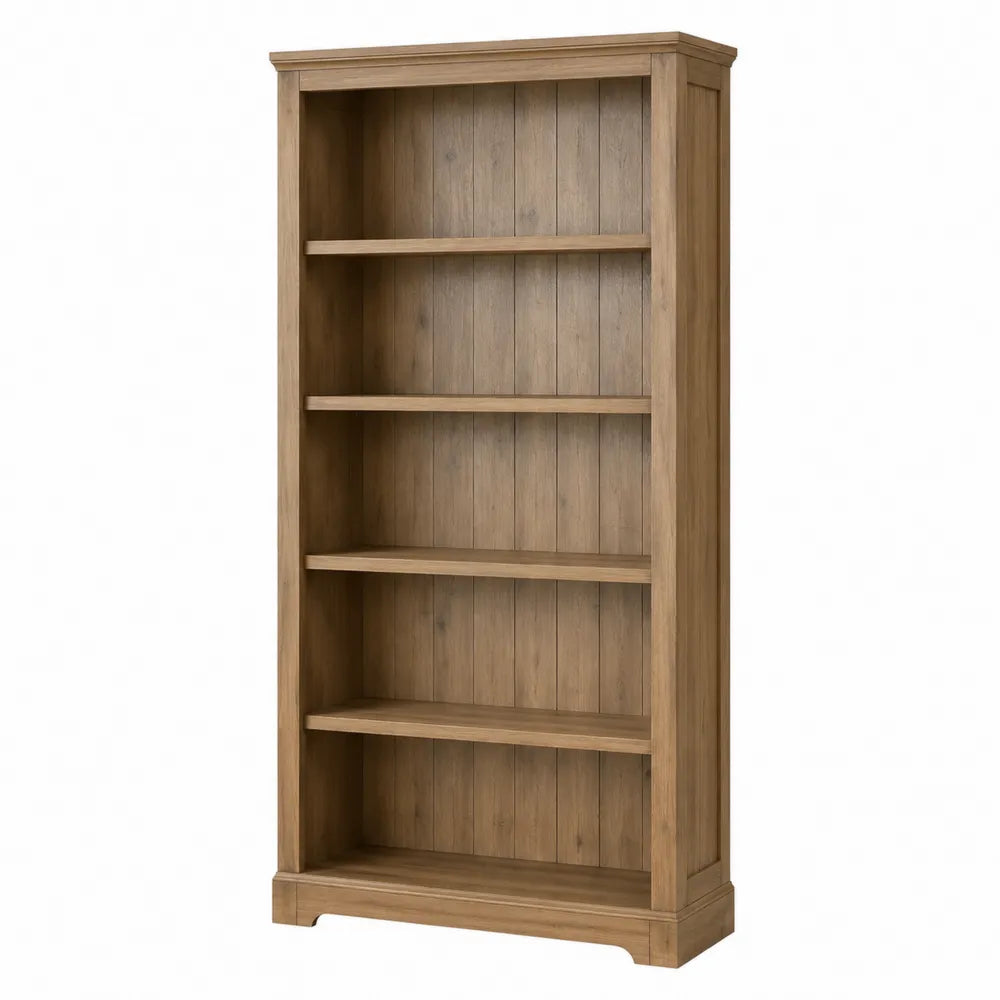 Tall Rectangular Solid Wood Bookcase Natural Finish 190cm