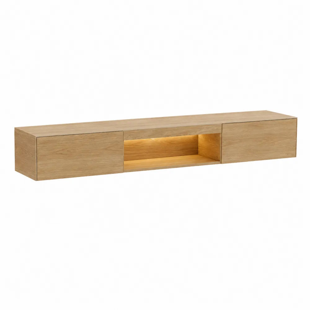 Wall-Mounted TV Stand with Oak Veneer 180cm