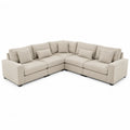 Modular L-Shaped Fabric Sectional Sofa Beige 270x270 cm