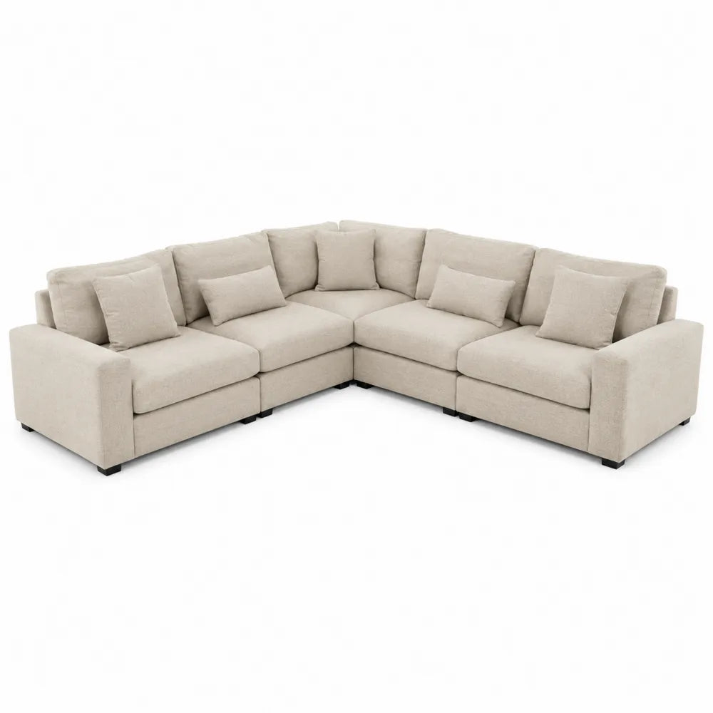Modular L-Shaped Fabric Sectional Sofa Beige 270x270 cm