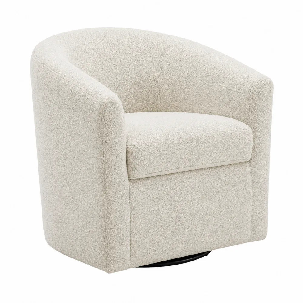 Swivel Barrel Chair Wool Blend Beige