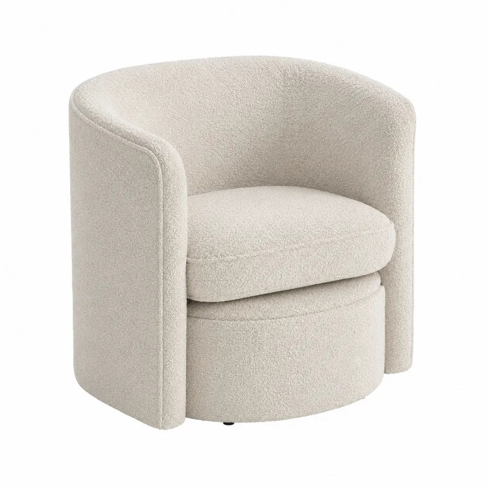 Swivel Barrel Chair Polyester Upholstery Cream 78 cm Height