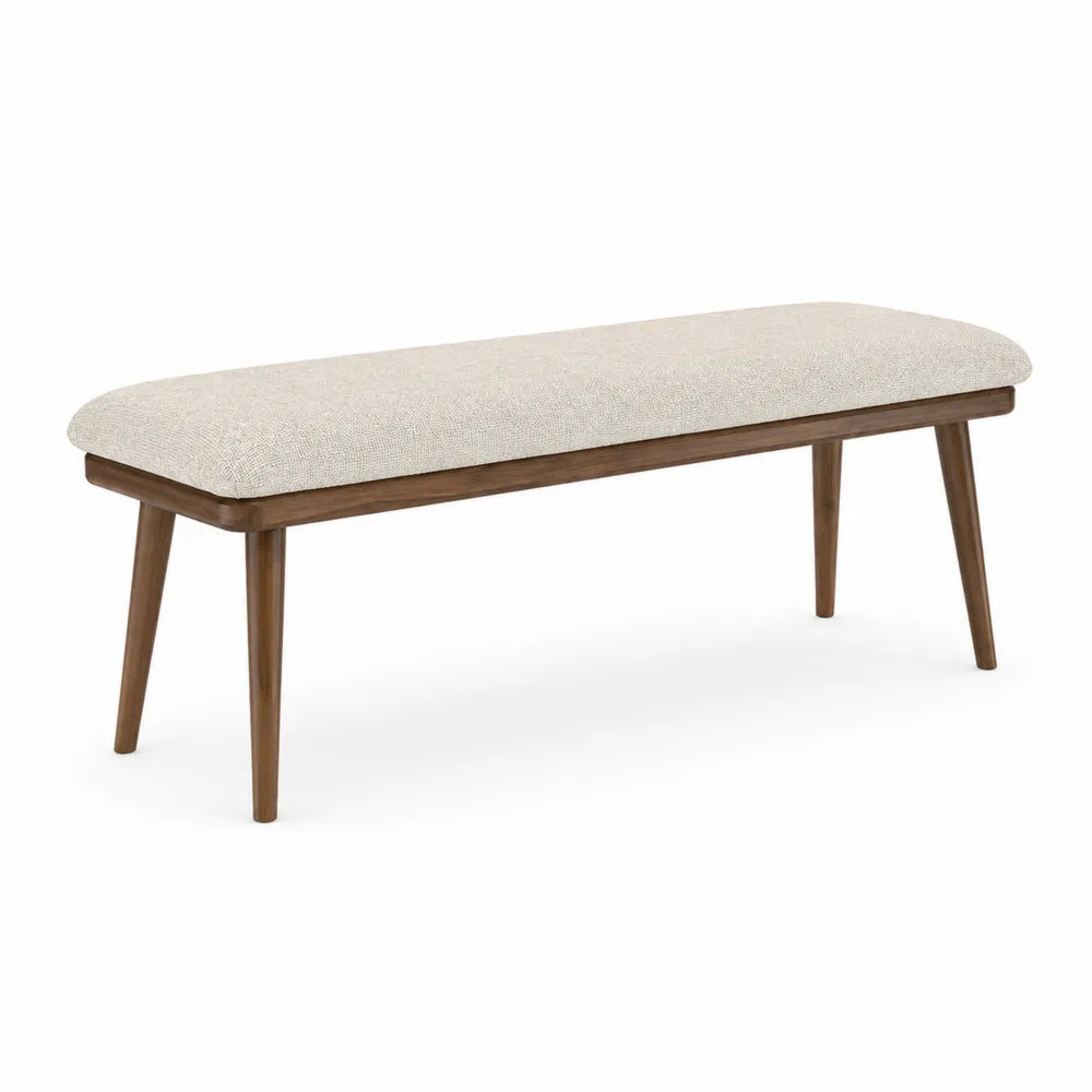 Rectangular Polyester Upholstered Solid Wood Bench 120cm Beige