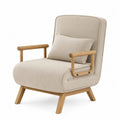 Armchair Wood Frame Beige Fabric with Cushion 85cm Height