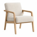 Wood Armchair with Linen Upholstery Beige 74x83x81cm