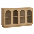 Oak Wood Sideboard with Arched Fluted Glass Doors 160cm