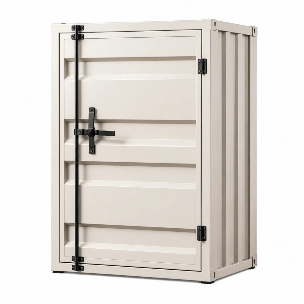Powder-Coated Steel Storage Cabinet with Lockable Door, Beige, 70x40x100 cm