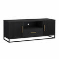Black Wood TV Stand with Shelves and Cabinets 150cm