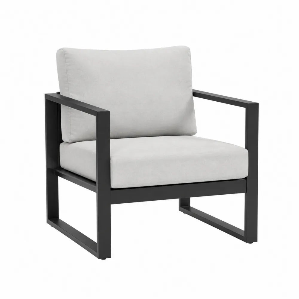 Metal Frame Outdoor Chair with Polyester Cushions, Light Grey