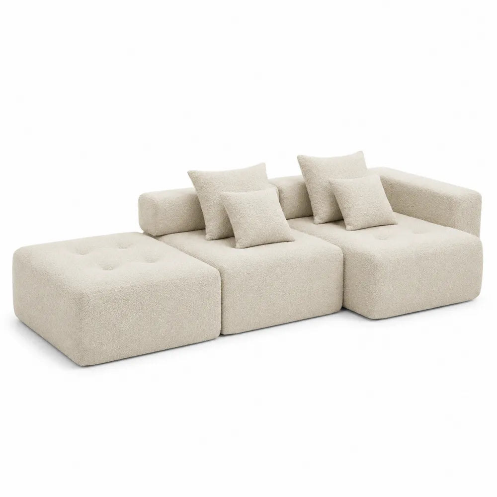 Modular Polyester Sectional Sofa Set Beige