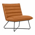 Modern Leather Lounge Chair with Metal Frame, Brown