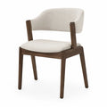 Dining Chair with Wood Frame and Upholstered Seat Beige